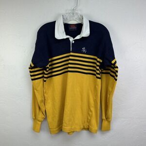 Vintage Canterbury Rugby Shirt Mens XL Navy Yellow Long Sleeve Made NZ 90s